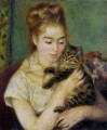 Frau mit einer Katze Renoir Haustier Kinder
